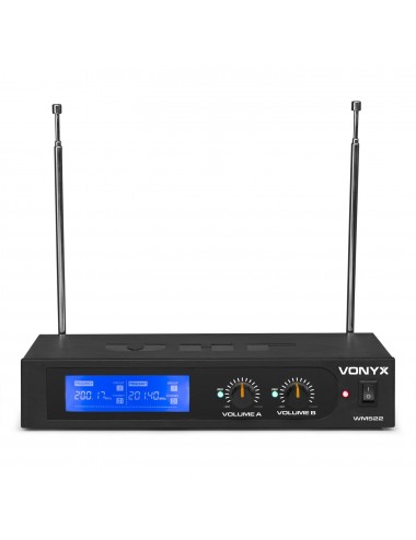 Dual Wireless Bodypack VHF 2 Channel Microphone set Vonyx WM522B - 1