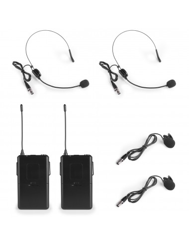 Διπλό Ασύρματο set Μικροφώνων Bodypack VHF 2 Καναλιών Vonyx WM522B - 1