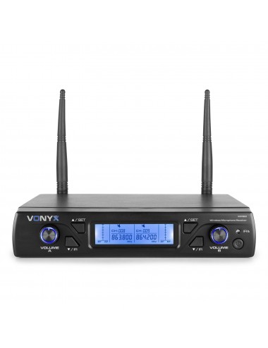 Dual Wireless Set of Handheld Microphones UHF 16 Channels Vonyx WM62 - 1
