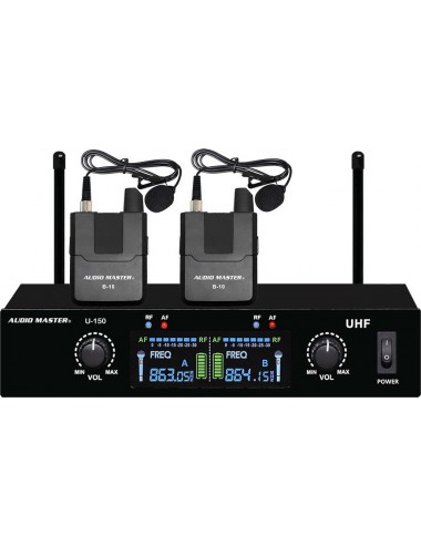 Διπλό Ασύρματο Set Μικροφώνων Πέτου UHF Audio Master U150-BB - 1