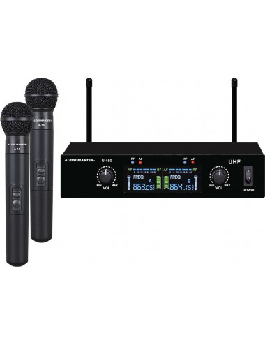 Dual Wireless Set of Microphones Bodypack UHF Audio Master U150-HH - 1