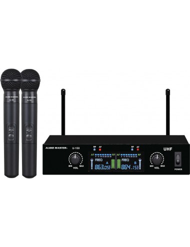 Dual Wireless Set of Microphones Bodypack UHF Audio Master U150-HH - 1