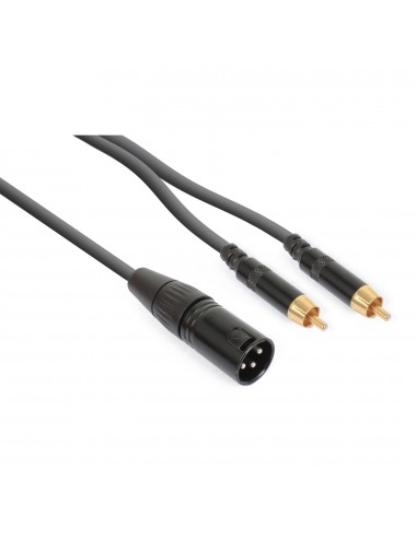 XLR Cable 3p Male to 2x RCA Male 1.5m Power Dynamics CX58-1 - 1