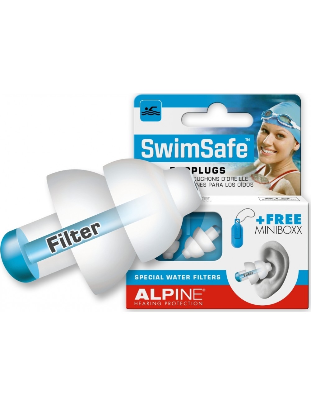 Alpine SwimSafe Silicone Earplugs for Swimming 2pcs - 1