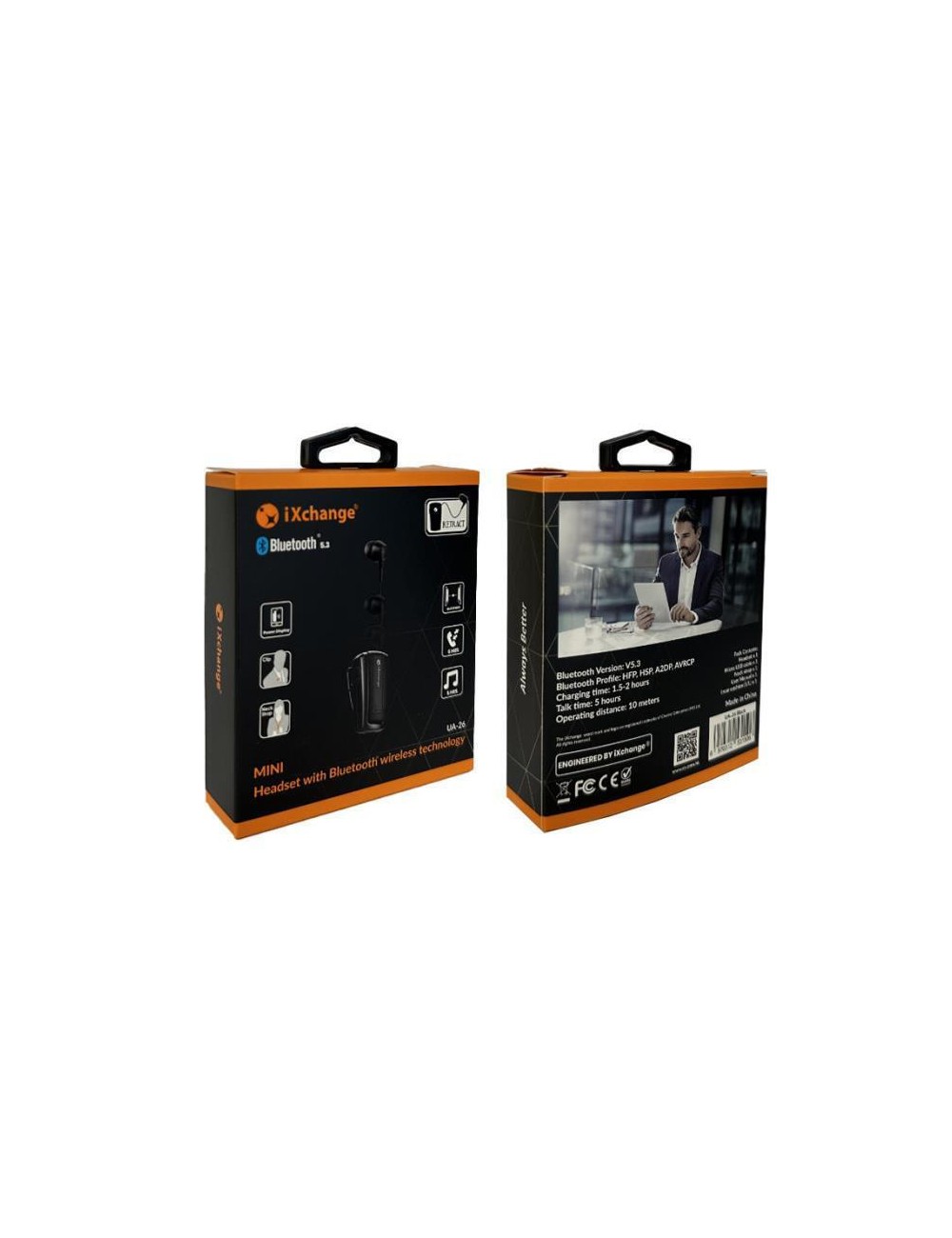 iXchange Ua26 In-ear Bluetooth Handsfree Ακουστικό Πέτου Μαύρο - 2