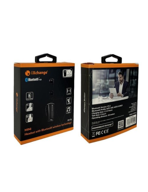 iXchange Ua26 In-ear Bluetooth Handsfree Ακουστικό Πέτου Μαύρο - 2