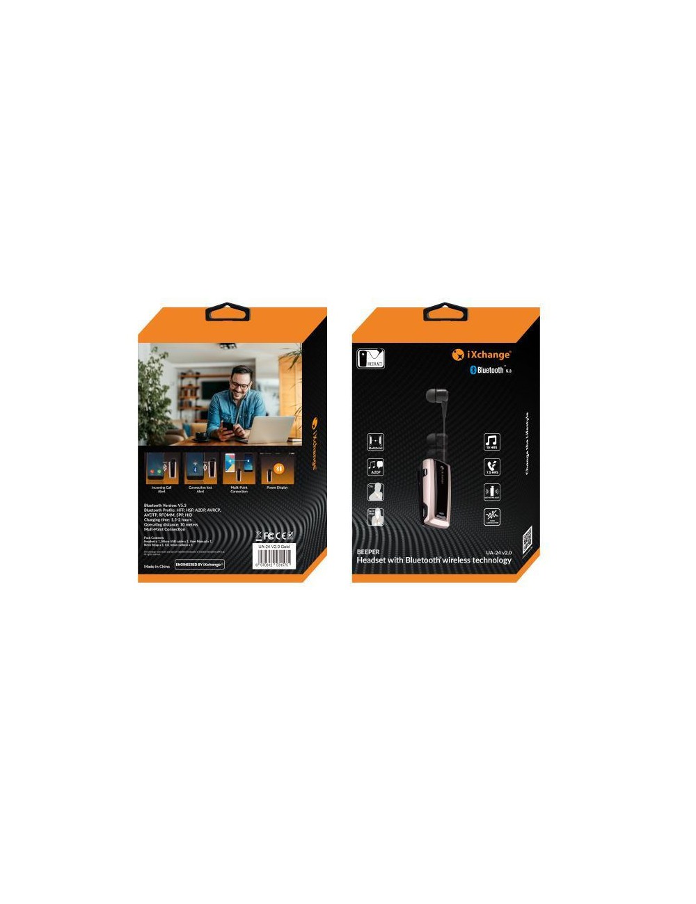 iXchange UA24 V2.0 Gold In-ear Bluetooth Handsfree - 1
