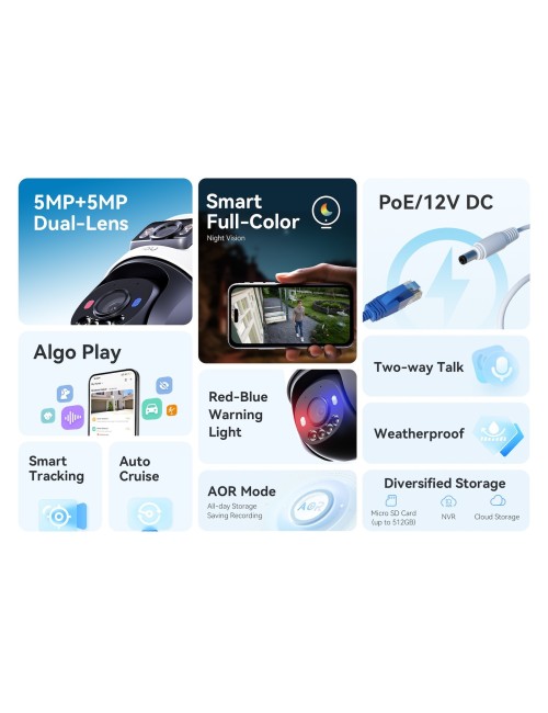 Imou IPC-PS70FP-10M0 IP Dual Κάμερα Παρακολούθησης 5+5MP Αδιάβροχη με Μικρόφωνο και Φακό 3.6mm - 1