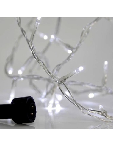 Eurolamp ΛΑΜΠΑΚΙ ΣΕΙΡΑ 100 LED 3mm 31V ΜΕΤΑΣΧΗΜΑΤΙΣΤΗ ΔΙΑΦΑΝΟ PVC ΚΑΛΩΔΙΟ ΛΕΥΚΟ LED ΑΝΑ 5cm ΙP44 600-11321 - 1