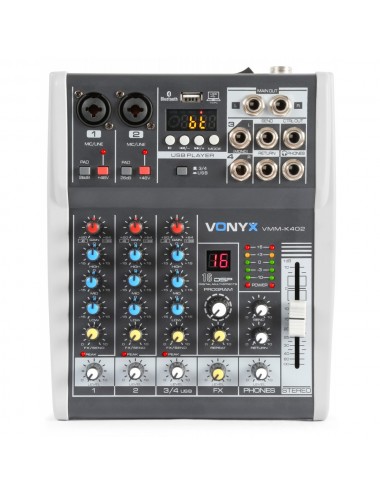 VONYX VMM-K402 4 Channel 4FX Audio Console / USB / MP3 / Bluetooth / REC - 2