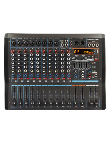 Audio Master PR12D Powered Mixer 12 Channel Audio Console with FX - 1